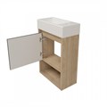 Тумба подвесная с раковиной для ванной 37 см Teymi Nura корпус дуб фасад графит раковина Hanna 37  правая F15028 1223626