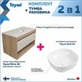Тумба подвесная с раковиной для ванной 85 см Teymi Ritta корпус дуб фасад белый раковина Solli 41 F11660 1220120