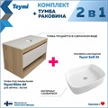 Тумба подвесная с раковиной для ванной 85 см Teymi Ritta корпус дуб фасад белый раковина Solli 51 F11680 1220160