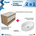 Тумба подвесная с раковиной для ванной 85 см Teymi Ritta корпус дуб фасад белый раковина Lori 50 F11662 1220124