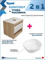 Тумба подвесная с раковиной для ванной 55 см Teymi Ritta корпус дуб фасад белый раковина Solli 41 F03284 1211507