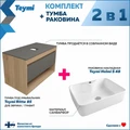 Тумба подвесная с раковиной для ванной 85 см Teymi Ritta корпус дуб фасад графит раковина Helmi S 48 F11699 1220149