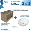 Тумба подвесная с раковиной для ванной 85 см Teymi Ritta корпус дуб фасад графит раковина Lina kuppi D40 F11689 1220129