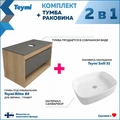 Тумба подвесная с раковиной для ванной 85 см Teymi Ritta корпус дуб фасад графит раковина Solli 51 F11705 1220161