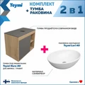 Тумба подвесная с раковиной для ванной 80 см Teymi Nura корпус дуб фасад графит раковина Lori 40 F13216 1221742