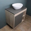 Тумба подвесная с раковиной для ванной 80 см Teymi Nura корпус дуб фасад графит раковина Lori 40 F13216 1221742