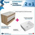 Тумба подвесная с раковиной для ванной 85 см Teymi Ritta корпус дуб фасад белый раковина Helmi 50 F11665 1220130
