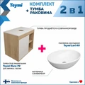 Тумба подвесная с раковиной для ванной 70 см Teymi Nura корпус дуб фасад белый раковина Lori 40 F03492 1211715