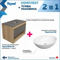 Тумба подвесная с раковиной для ванной 75 см Teymi Ritta корпус дуб фасад графит раковина Lori 40 F03417 1211640