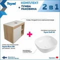 Тумба подвесная с раковиной для ванной 80 см Teymi Nura корпус дуб фасад белый раковина Solli 41 F13193 1221719