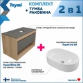 Тумба подвесная с раковиной для ванной 85 см Teymi Ritta корпус дуб фасад графит раковина Iva 52 F11688 1220127