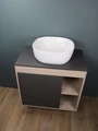Тумба подвесная с раковиной для ванной 80 см Teymi Nura корпус дуб фасад графит раковина Solli 41 F13194 1221720