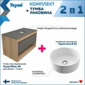 Тумба подвесная с раковиной для ванной 85 см Teymi Ritta корпус дуб фасад графит раковина Lina D41 F11697 1220145