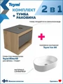 Тумба подвесная с раковиной для ванной 65 см Teymi Ritta корпус дуб фасад графит раковина Iva 46 F03375 1211598