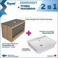 Тумба подвесная с раковиной для ванной 85 см Teymi Ritta корпус дуб фасад графит раковина Aina 49 F11694 1220139