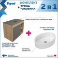 Тумба подвесная с раковиной для ванной 80 см Teymi Nura корпус дуб фасад графит раковина Lori 50 F13198 1221724