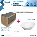 Тумба подвесная с раковиной для ванной 85 см Teymi Ritta корпус дуб фасад графит раковина Lori 40 F11696 1220143