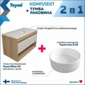 Тумба подвесная с раковиной для ванной 85 см Teymi Ritta корпус дуб фасад белый раковина Lina D35 F11676 1220152