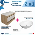 Тумба подвесная с раковиной для ванной 85 см Teymi Ritta корпус дуб фасад белый раковина Lori 40 F11671 1220142
