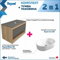 Тумба подвесная с раковиной для ванной 85 см Teymi Ritta корпус дуб фасад графит раковина Iva 46 F11704 1220159