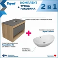 Тумба подвесная с раковиной для ванной 75 см Teymi Ritta корпус дуб фасад графит раковина Lori 60 F03413 1211636