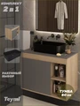 Тумба подвесная с раковиной для ванной 80 см Teymi Nura корпус дуб фасад графит раковина Helmi Mini 48 черная матовая F15170 1223768