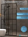 Душевая перегородка 100x200 стекло прозрачное закаленное профиль черный матовый Watersense Eva W02091