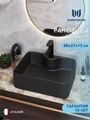 Раковина для ванной накладная Watersense Eva S 48 с полочкой под смеситель, черная матовая W00048
