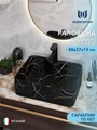 Раковина для ванной накладная Watersense Eva S 48 с полочкой под смеситель, черный мрамор W00051
