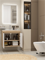 Тумба подвесная с раковиной для ванной 70 см Teymi Netta корпус дуб фасад белый раковина Kuura 70 F18162 1227380