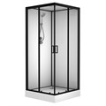 Душевая кабина Loranto NEO 90x90x(190+15) с низким поддоном 15см, прозрачное закаленное стекло 5 мм, задние стеклянные стенки белые, профиль черный-матовый (CS-22110) CS-22110