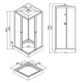 Душевая кабина Loranto NEO 90x90x(190+15) с низким поддоном 15см, прозрачное закаленное стекло 5 мм, задние стеклянные стенки белые, профиль черный-матовый (CS-22110) CS-22110