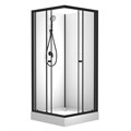 Душевая кабина Loranto NEO 100x100x(190+15) c низким поддоном 15см, прозрачное закаленное стекло 5 мм,задние стеклянные стенки белые, профиль черный-матовый (CS-21801-100) CS-21801-100