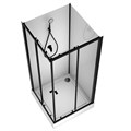 Душевая кабина Loranto NEO 100x100x(190+15) c низким поддоном 15см, прозрачное закаленное стекло 5 мм,задние стеклянные стенки белые, профиль черный-матовый (CS-21801-100) CS-21801-100