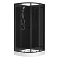 Душевая кабина Loranto NEO 90x90x(190+15) c низким поддоном 15см, прозрачное закаленное стекло 5 мм, задние стеклянные стенки черные, профиль черный-матовый (CS-21800BP) CS-21800-BP