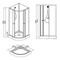 Душевая кабина Loranto NEO 90x90x(190+15) c низким поддоном 15см, прозрачное закаленное стекло 5 мм, задние стеклянные стенки черные, профиль черный-матовый (CS-21800BP) CS-21800-BP