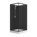 Душевая кабина Loranto NEO 90x90x(190+15) с низким поддоном 15см, прозрачное закаленное стекло 5 мм, задние стеклянные стенки черные, профиль черный-матовый (CS-21801BP) CS-21801-BP