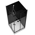 Душевая кабина Loranto NEO 90x90x(190+15) с низким поддоном 15см, прозрачное закаленное стекло 5 мм, задние стеклянные стенки черные, профиль черный-матовый (CS-21801BP) CS-21801-BP