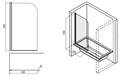 Шторка для ванны  Loranto  65х120 цвет профиля хром (CS-F01 120*65) CS-F01 120*65