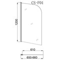 Шторка для ванны  Loranto  65х120 цвет профиля хром (CS-F01 120*65) CS-F01 120*65