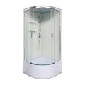 Душевая кабина Loranto NEO 90x90x(170+38) с высоким поддоном 38см, прозрачное закаленное стекло 4 мм, задние стеклянные стенки белые, с двумя полками, профиль серебро (CS-22011) CS-22011