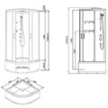 Душевая кабина Loranto NEO 90x90x(170+38) с высоким поддоном 38см, прозрачное закаленное стекло 4 мм, задние стеклянные стенки белые, с двумя полками, профиль серебро (CS-22011) CS-22011