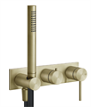 Gessi Bath-Shower 316 смеситель встр-й, однорыч-й, дивертор на 2 выхода, подсоед-е с держ-м, шланг 1500 мм, внешняя часть, цвет Brushed Brass PVD 54038.727