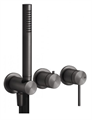 Gessi Bath-Shower 316 смеситель встраиваемый однорычажный, дивертор на 2 выхода, шланговое подсоединение с держателем душевой лейки, внешняя часть, цвет Black Metal Brushed PVD 54039.707