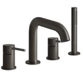Gessi Bath-Shower 316 смеситель для ванны на 4 отверстия, переключатель, излив, выдвижной ручной душ, шланг 1500 мм, цвет Black Metal Brushed PVD 54037.707