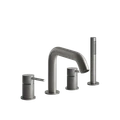 Gessi Bath-Shower 316 смеситель для ванны на 4 отверстия, переключатель, излив, выдвижной ручной душ, шланг 1500 мм, цвет Steel Brushed 54037.239