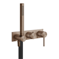 Gessi Bath-Shower 316 смеситель встр-й, однорыч-й, дивертор на 2 выхода, подсоед-е с держ-м, шланг 1500 мм, внешняя часть, цвет Copper Brushed PVD 54038.708