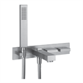 Gessi Rettangolo T смеситель для ванны, встраиваемый на 2 выхода с переключателем, шланг, лейка и держатель для лейки, внешняя+скрытая части, цвет Black XL 20323.299+20498.031