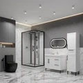 120/1 Душевая кабина 1806C-S 80*120*215 панель-стекло,профильЧёрный,полка,низ.поддон,белая.задн.ст.,прозр.стёкла,4к. EG210022
