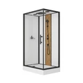 120/1 Душевая кабина 1806B-S 80*120*215 бамбук,низ.поддон,профиль Чёрный,полка,белая задн.стенка,прозр.стёкла,4к. EG210021